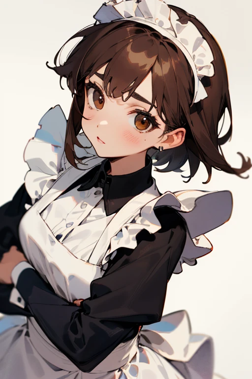 Twin tails　Brown Hair　
　Black knee-high socks　　Panty shot　****ta Face　White panties　Maid clothes　tits
