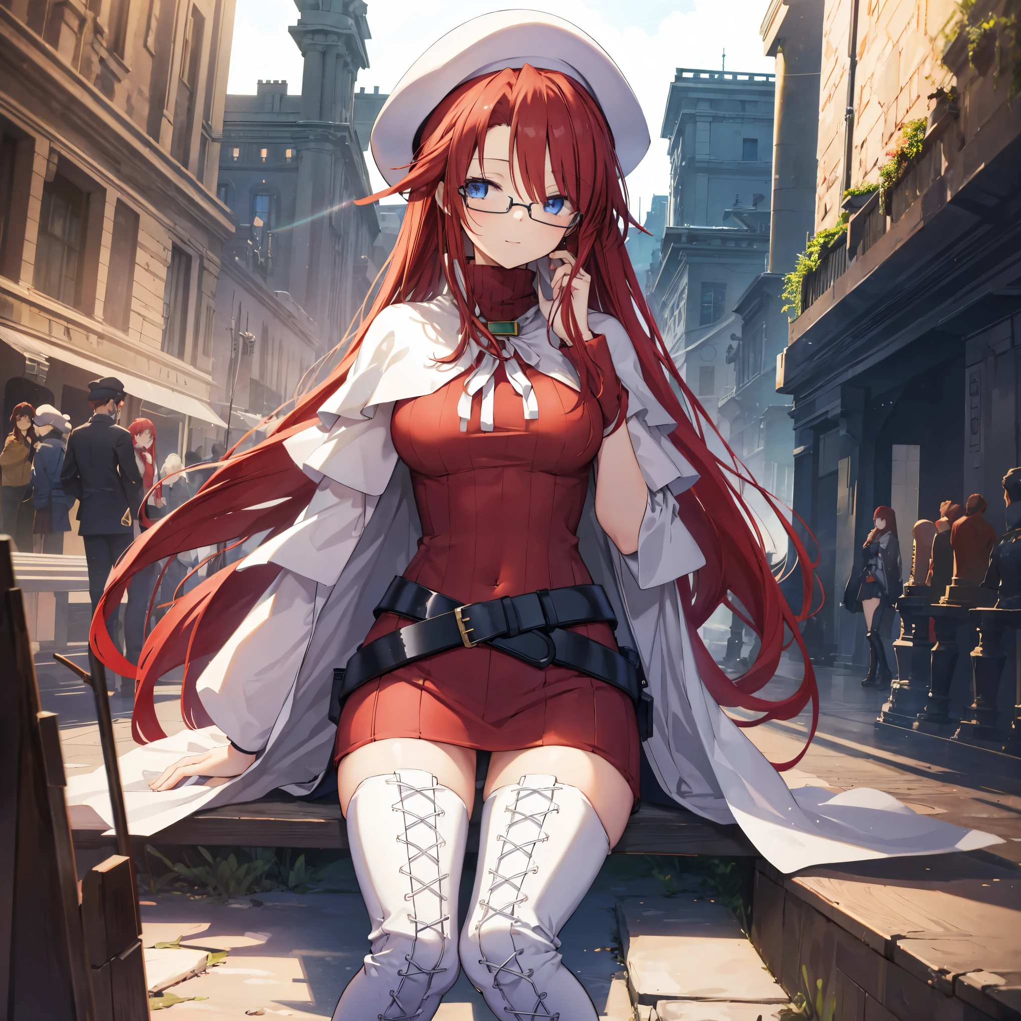 pov,(nsfw:1.2),summonnightaty, aty, (young:1.3),long hair, blue eyes, red hair, large_beret, hat, glasses,
BREAK long hair, thighhighs, hat, dress, boots, glasses, belt, cape, sweater, zettai ryouiki, beret, thigh boots, white footwear, ribbed sweater, loose belt,solo,
BREAK outdoors, fantasy,on_the_ship,
BREAK (masterpiece:1.2), best quality, high resolution, unity 8k wallpaper, (illustration:0.8), (beautiful detailed eyes:1.6), extremely detailed face, perfect lighting, extremely detailed CG, (perfect hands, perfect anatomy),covered_nipples,covered_navel,light_smile ,(half_eyes:1.4),sword,armpit,sleepy,dynamic_sitting,barrel,red_sweater,apart_legs,magical_effect,spread_legs, have_a_book