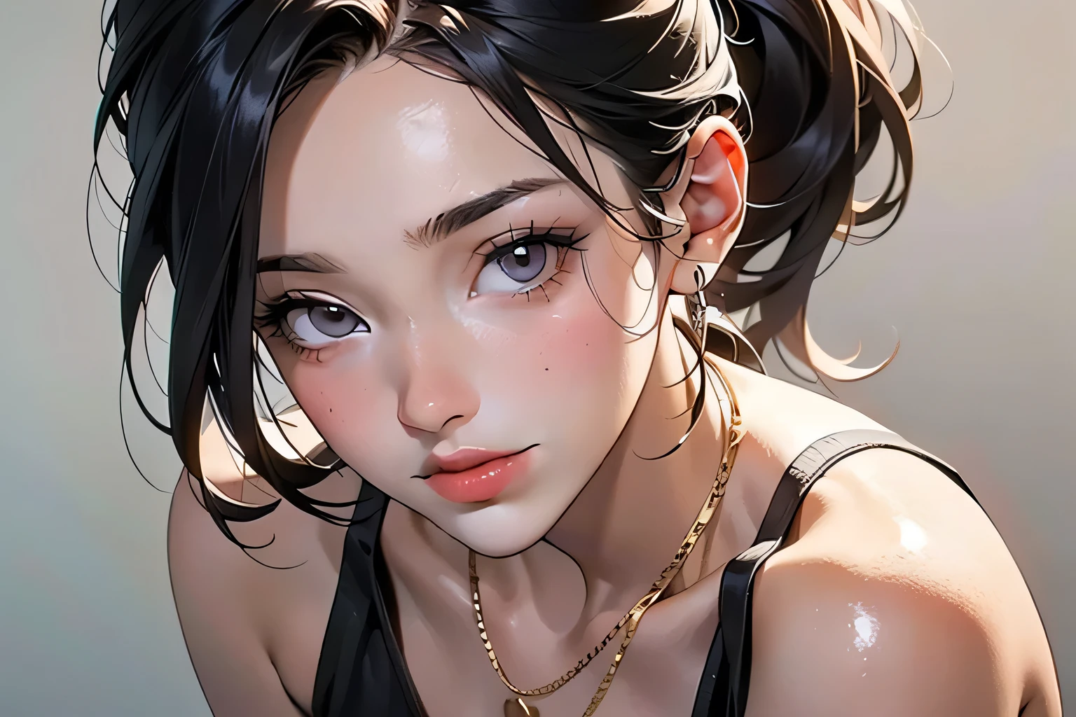 (8k, RAW photo, highest quality, masterpiece), high-resolution RAW color photo, long hair, full body, D-cup body without any movement, professional close-up photo, dynamic fist pump (realistic, photorealism) : 1.37), (Best quality), (Best shadow), (Best illustration), Clavicle ((Large)), ((Erotic, Sexy, Ultra high resolution, High quality CG integrated 8K wallpaper, Physically based rendering, Movie lighting), best image quality, great details, ultra high resolution, (realism: 1.4), best illustrations, (maximum resolution: 1.2), (ultra high resolution: 1.2), cinema lights, 8K resolution, beautiful eyes and skin, detailed face, perfect style, pretty face, accurate, anatomically correct, flat core, compensating, mascara, soft lips, sexy smile, colorful, minimalism, monotonous, simple, clean, sharp project, Fluid silhouettes, small bikinis, shirts and blouses, asymmetrical, geometric, elegant and luxurious materials and designs, minimal accessories, silver or gold necklaces and thin rings, differentiated designs, silhouettes, fresh and urban printing, high fashion, tanned skin, dark eyes, long black ponytail, hair between the eyes, design: smeglejj