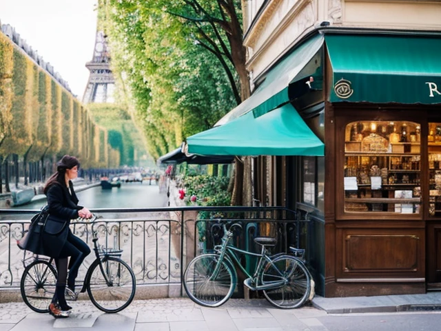Paris Cafe Stylish flower Eiffel Tower bicycle coffee