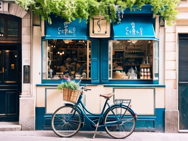 Paris Cafe　Stylish　flower　Eiffel Tower　bicycle　coffee　