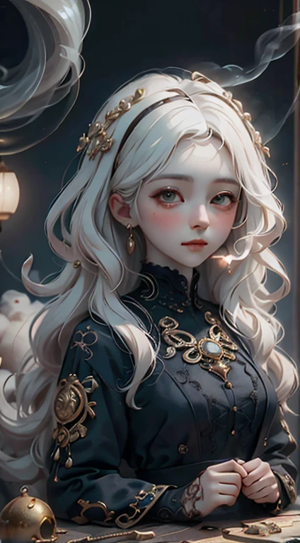 poRtRait, Beautiful woman, white haiR, oRnate dRess, (long haiR in waves like smoke):0.85 , confident expRession, detailed, 16k, SF, intRicate aRtwoRk masteRpiece, Unlucky, matte painting movie posteR, golden Ratio, tRending on cgsociety, intRicate, amazing, tRending on aRtstation, by aRtgeRm, h. R. gigeR and beksinski, highly detailed, vibRant, pRoduction cinematic chaRacteR RendeR, ultRa high quality model:1