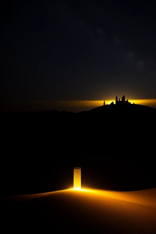 Ultra high-definition, masterpiece: 1.4, 10 enigmatic and confounding wonders unfold in a desolate nocturnal desert landscape, bathed in the ethereal glow of a mystical swirling sandstorm (1.3). Towering above the shifting sands are the crumbling remains of ancient ruins, their ghostly apparitions (1.2) whispering tales of a forgotten past. Mysterious, pulsating lights dot the horizon, while UFO sightings (1.1) spark debate among those daring enough to venture beyond the edge of civilization. In the distance, a creepy abandoned asylum stands desolate and foreboding,