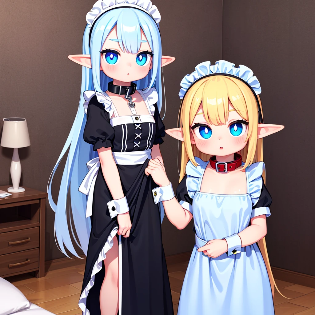 (best quality, masterpiece, uncensored, high quality, ultra detailed, extremely detailed CG, beautiful face, beautiful eyes, beautiful hair), ((((solo)))), ((((1girl)))), ((((Light blue long hair)))), (((((Elf))))), ahoge, heterochromia, small breasts, (((((Maid))))), (((((maid clothes))))), (((((collar))))), (((maid headdress))), (((((wrist cuffs))))), happy, (((((standing))))), (((((bedroom))))), (extremely awesome detailed pretty face, extremely awesome detailed eyes, extremely awesome detailed shiny hair:1.2), extremely awesome detailed dynamic lighting, extremely awesome detailed caustic, extremely awesome detailed deep shadows,(best quality, highres, absurdres, extremely awesome detailed CG unity 8K HDR wallpaper, perfect anatomy:1.1),(extremely awesome detailed realistic, extremely awesome detailed 3d:1.0)
