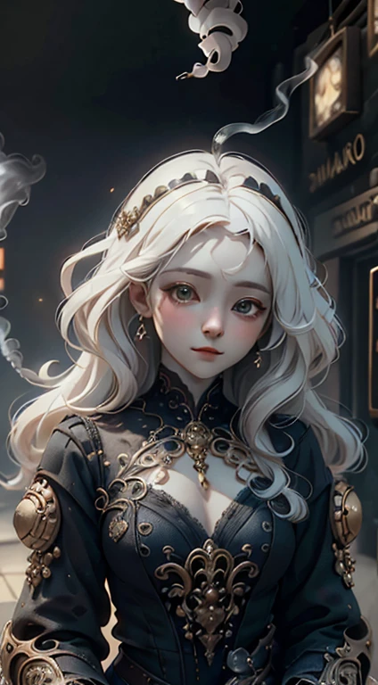 poRtRait, Beautiful woman, white haiR, oRnate dRess, (long haiR in waves like smoke):0.85 , confident expRession, detailed, 16k, SF, intRicate aRtwoRk masteRpiece, Unlucky, matte painting movie posteR, golden Ratio, tRending on cgsociety, intRicate, amazing, tRending on aRtstation, by aRtgeRm, h. R. gigeR and beksinski, highly detailed, vibRant, pRoduction cinematic chaRacteR RendeR, ultRa high quality model:1