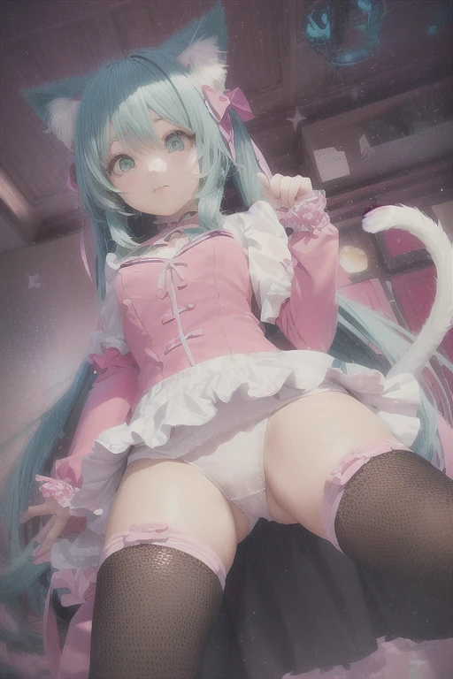 Close-up of a woman posing in a cat costume, Very Beautiful Anime Cat Girl, cute Anime cat girl, Charming cat girl, beautiful Anime cat girl, Pink pigtails and cyan eyes, Anime cat girl, Cat ears anime girl, Very beautiful cute cat girl, Cute 3D anime girl render, Anime cat girl in maid clothes