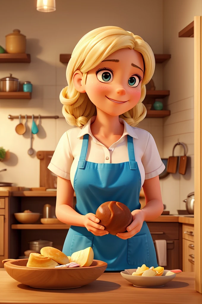 Imagine a 32-year-old woman, Blonde, mothers and professionals, Immerse yourself in the kitchen preparing homemade cakes. Her radiant expression not only highlights her cooking skills, And the joy of sharing with family. Elements such as kitchenware and fresh ingredients coexist in a warm and familiar environment, Reflect your balance between responsibilities and joyful moments. Details like the texture of the dough and soft lighting not only highlight the delicious feast about to be created, It’s also the authenticity of multi-faceted women.. This tip aims to capture the essence of balanced beauty in housework, Uniquely represent your brand’s identity in a realistic 3D environment