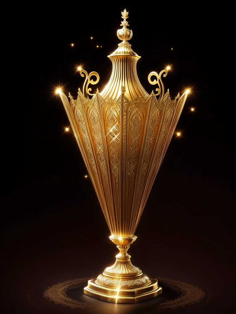 The gorgeous golden trophy is beautifully designed and crafted,The exquisite golden trophy has a gorgeous appearance and is made with fine craftsmanship,Beautiful appearance,Giving people a sense of quality, the dazzling golden trophy has a very bright metallic luster,sparkling,Dazzling unique brilliant golden trophy symbolizes brilliant achievements and victory. Extreme realism. Extremely delicate texture. High-quality works of art masters.