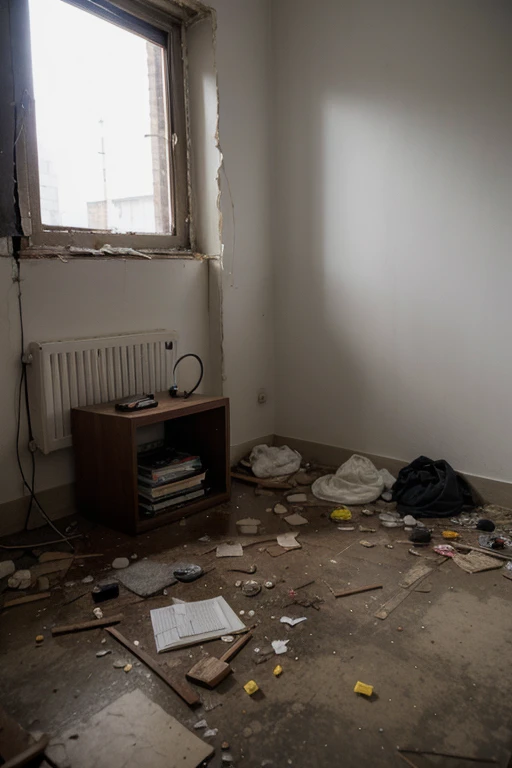 mess in an abandoned apartment