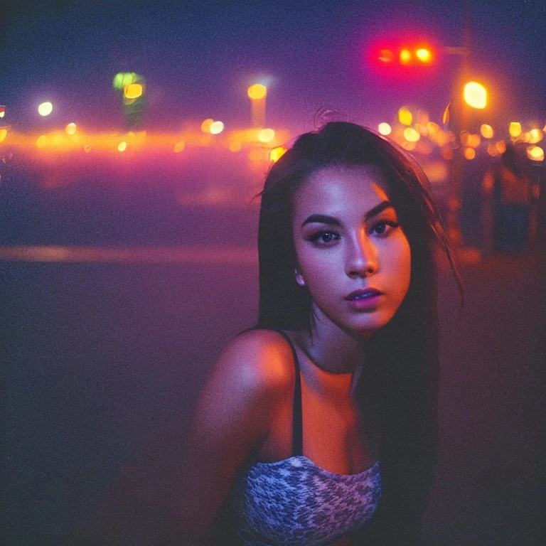 HD, high quality, city, ogic, film, nocturn, neon, lights, sexymale model, perfect face, fog, black and purple