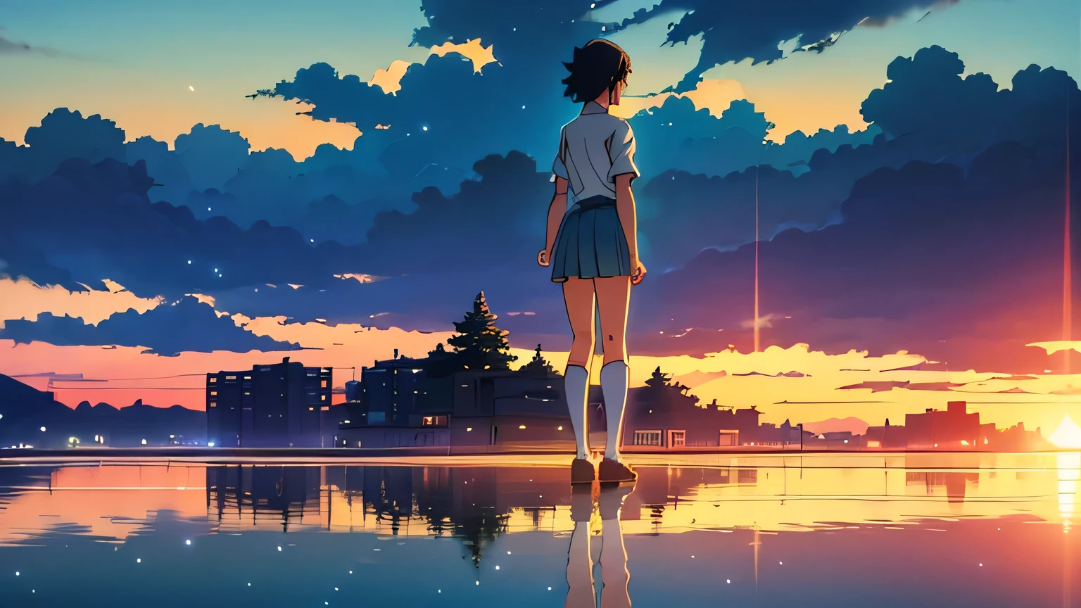 Photo by Makoto Shinkai, Pure, Concept Art, Lofi Art style, reflection.，Makoto Shinkai&#39;s animation art style, Lofi Art, Beautiful anime scene, Anime Scenery, Detailed view, Xin Haichen&#39;style, Xin Haichen&#39;style, Highlight details,RAW photo, 8k ,high definition detail,