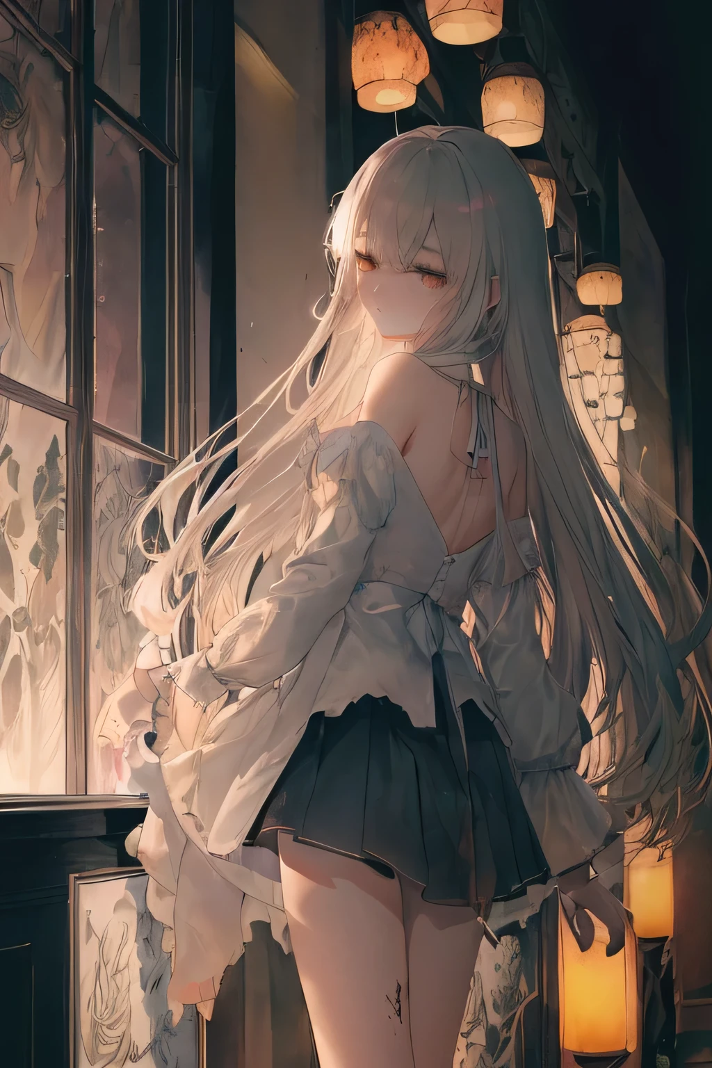 Detailed description A woman with very long hair Intense flames all over Spell
