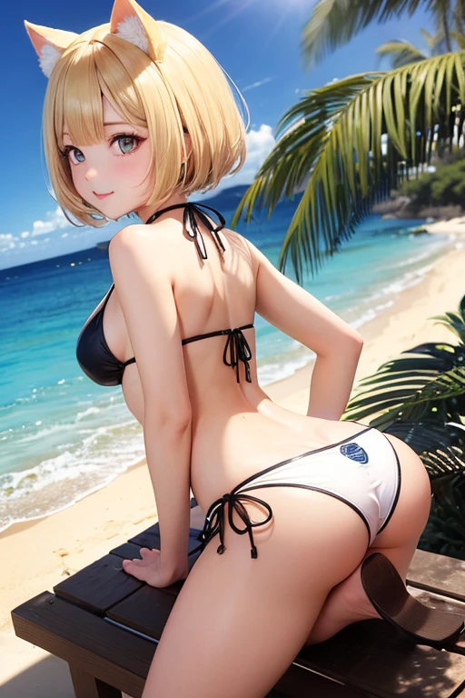 Cat ear, Blonde, Bikini, Butt