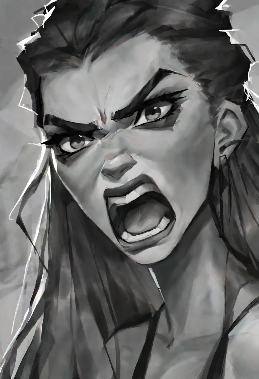 grafite, rabiscar, gorgeous woman with angry expression, melhor qualidade, obra de arte, Trabalho representativo, Arte Oficial, profissional, ultra intrincado detalhado, 8k