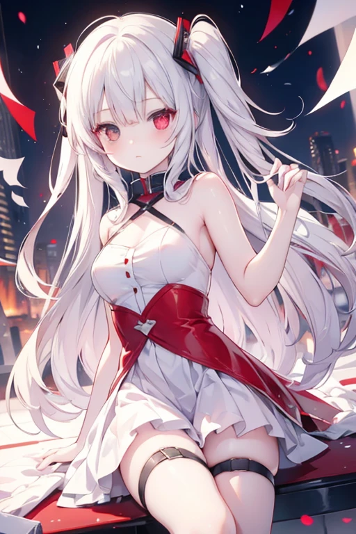 Heterochromia red and white eye anime girl