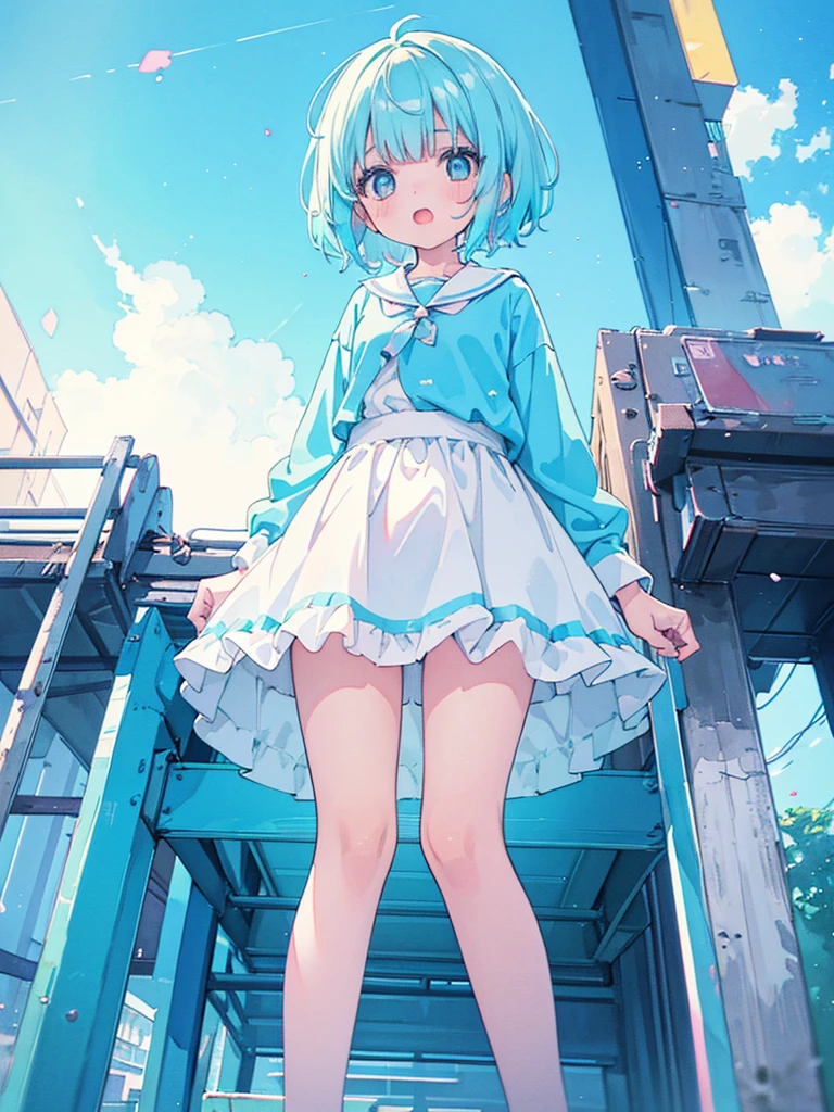 1girl,,cute,kawaii,,petie,small breasts,,
slide,playground, ceiling, feet out of frame, looking down,(from below:1.3),(from front),annoyed, entrance, open mouth,
(It is painted in a cartoon style with soft pastel tones, bright blue tones:1.0),(soft focus:1.1),
(watercolor:1.1), (pastel color, (bright color tones:1.3), harmonious and calm atmosphere, light leaks, light particles, soft eyes,cinematic style,chromatic aberration:1.2)