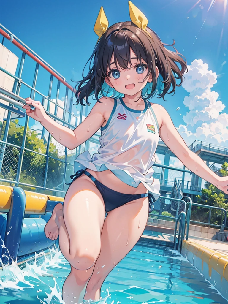 best quality,masterpiece,ultra high res,(photo realistic:1.4),
("A lying girl is sliding down the water slide vigorously.",:1.2)
1girl, girl focus, leisure facilities, pool, (waterslide:1.3), bikini, water splash,
BREAK,
"The girl is in the middle of a slide, with water splashing around her as she descends rapidly.",
"Her face is filled with elation and joy/",
"Her hair flowing backwards in the torrent of water.",
"This slide has a colorful, winding structure.",
BREAK,
"It captures the vibrant atmosphere of a sunny water park and her excitement and thrill of the moment she experiences the thrill of her adventure on her water slide."