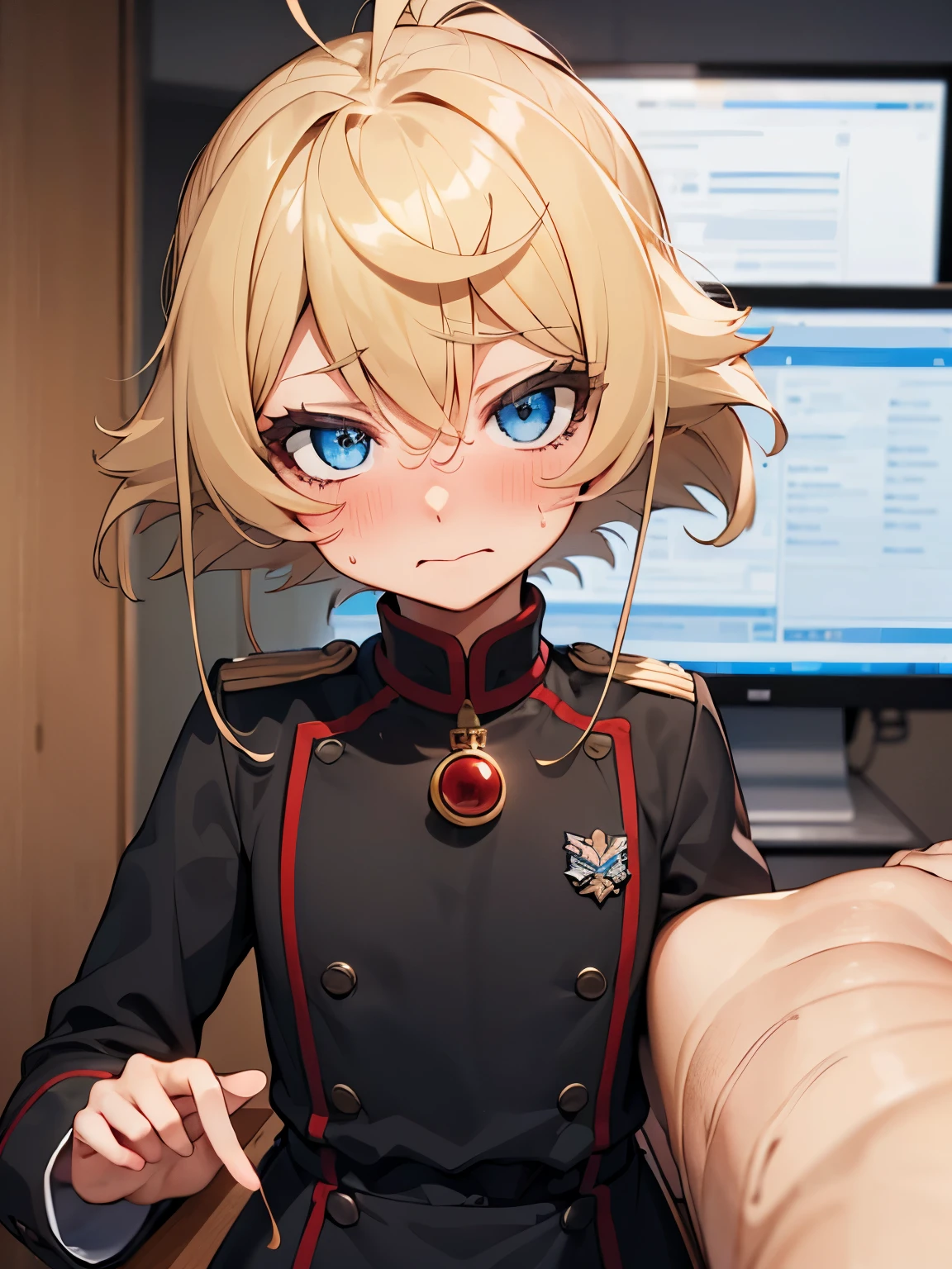 NSFW,tanya,uniform,Micro Mini Skirt,Small breasts,(Embarrassed:1.5),blush,(Perfect hands),(Perfect Anatomy),(masterpiece),(highest quality),Research Room,Lots of machines,(Physical examination:1.5)