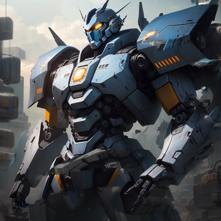 Close-up of big head and big body, Anime mecha aesthetics, Gothic scary mecha,Tissue fluid dripping from body,Mecha Inspiration, Humanoid Mecha