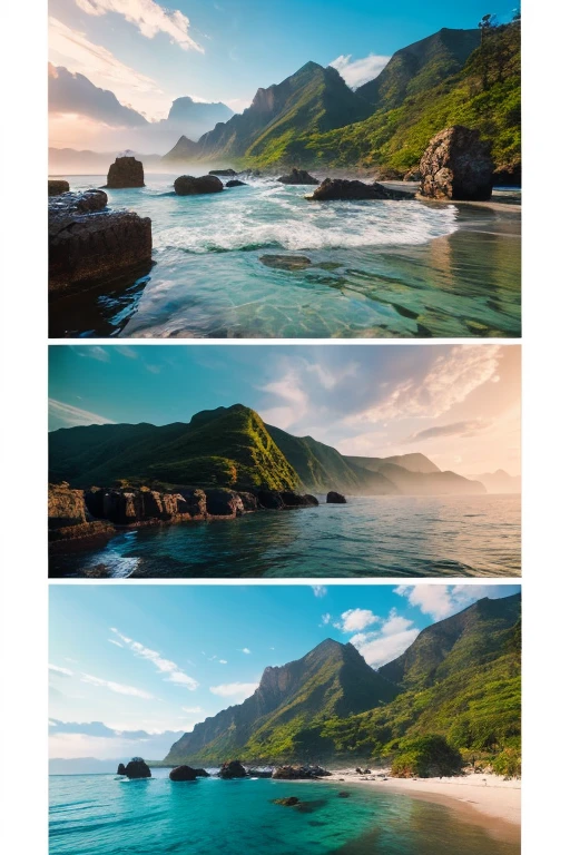 Generate a coastal landscape。in one photo1One Landscape,The Temple Sunk into the Sea,In the water,swimming fish,Sparkling water,Realistic photos,European style,White Building,luxury,gem,dazzling,Plenty of fish,Beautiful Landscape,RPG World,Victorian style house、Vestibule. High resolution, photo detailed, designate, watercolor, Trending on Artstation, Sharp focus, Studio Photo, Intricate details, Very detailed, 32k, Vintage, photoRealistic, Honed, Perfect detail, sunny, Ultra HD, Realistic, Vibrant colors, Very detailed, UHD rendering, Pen and ink, Perfect composition, beautiful detailed intricate insanely detailed octane render Trending on Artstation, 8K Art Photography, photoRealistic concept art, Perfect cinematic light with soft, natural volume, Trending on Artstation, Sharp focus, Studio Photo, Intricate details, Very detailed 情報