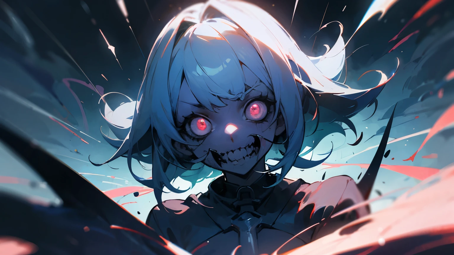 ((melhor qualidade)), (super hdr), (4k), (horror), (fundo vermeho) anime girl