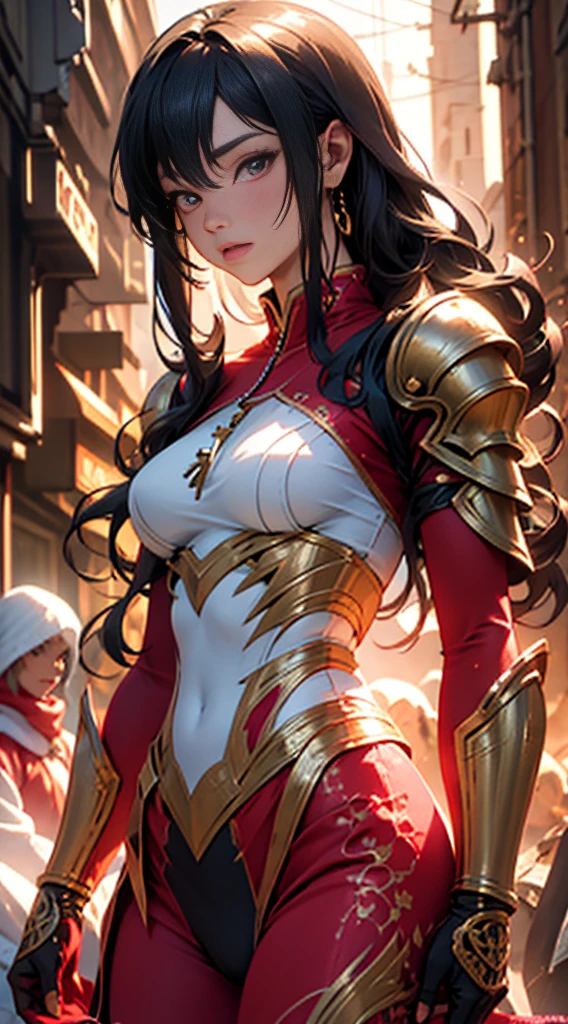 Alafi wears white and gold clothing,There is a pink flower on it, detailed digital anime art, detailed anime art, detailed anime artwork, 8k high quality detailed art, intricate ornate anime cgi style, beautiful armor, sliver ice color reflected armor, anime art wallpaper 4k, anime art wallpaper 4 k, stunning armor, detailed key anime art, anime fantasy artwork