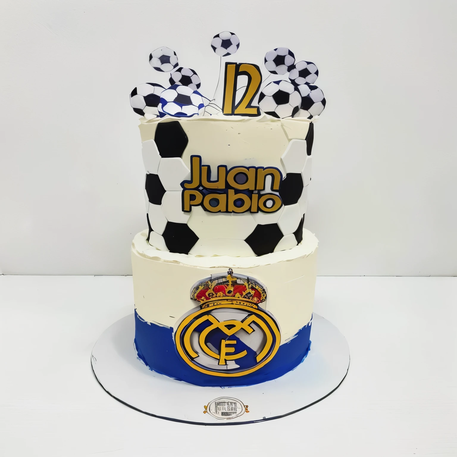a closeup of a cake with a football theme, el pastel mas grande, inspirado por el Maestro del Bambino Vispo, detalle agregado, el mejor de todos, Estilo pintado a mano, inspirado en Oswaldo Viteri, arte de la torta, HAPPY BIRTHDAY, Super detailed detail, birthday cake, ( listo - hecho ), muy realista, very muy realista