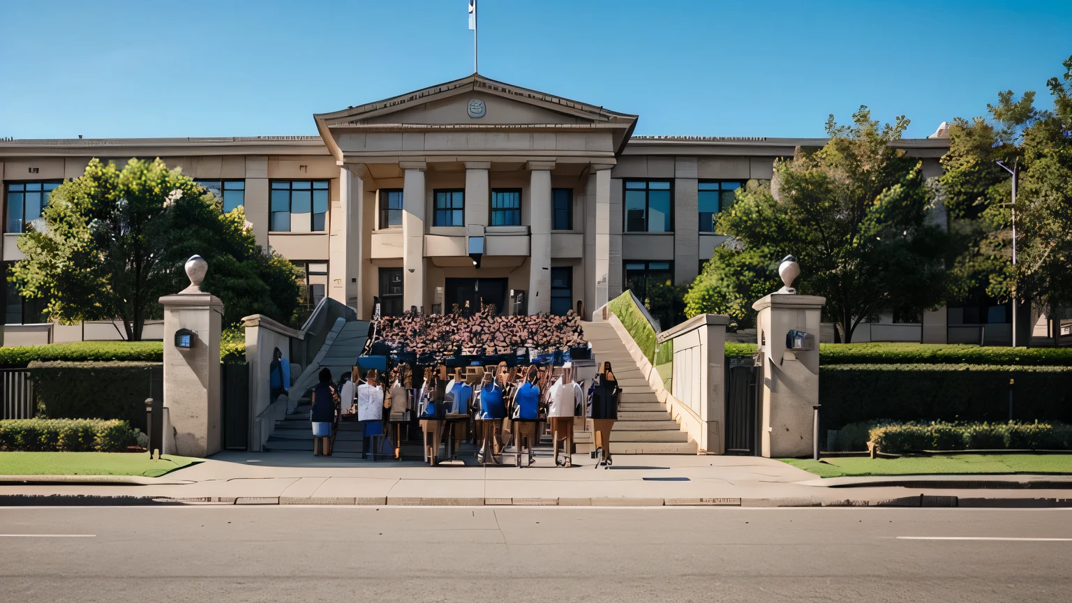 Big school,many student,beautiful backround