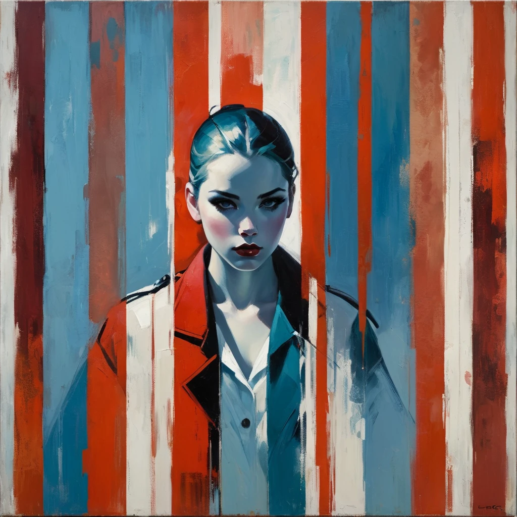 Create an evocative oil painting inspired by Malcolm Liepke, based on the provided image. Capture the intense, introspective expression of the young subject using thick, expressive brushstrokes and a muted color palette. Highlight the emotional depth and vulnerability in the subject's gaze, emphasizing the play of light and shadow on their face. Maintain a simple, textured background that complements the subject's contemplative presence. Focus on the tactile quality of the oil paint to convey the raw emotion and intimacy characteristic of Liepke's style.
