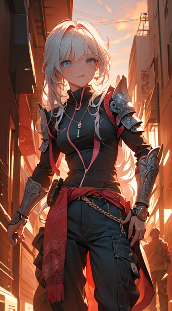 Alafi wears white and gold clothing,There is a pink flower on it, detailed digital anime art, detailed anime art, detailed anime artwork, 8k high quality detailed art, intricate ornate anime cgi style, beautiful armor, sliver ice color reflected armor, anime art wallpaper 4k, anime art wallpaper 4 k, stunning armor, detailed key anime art, anime fantasy artwork