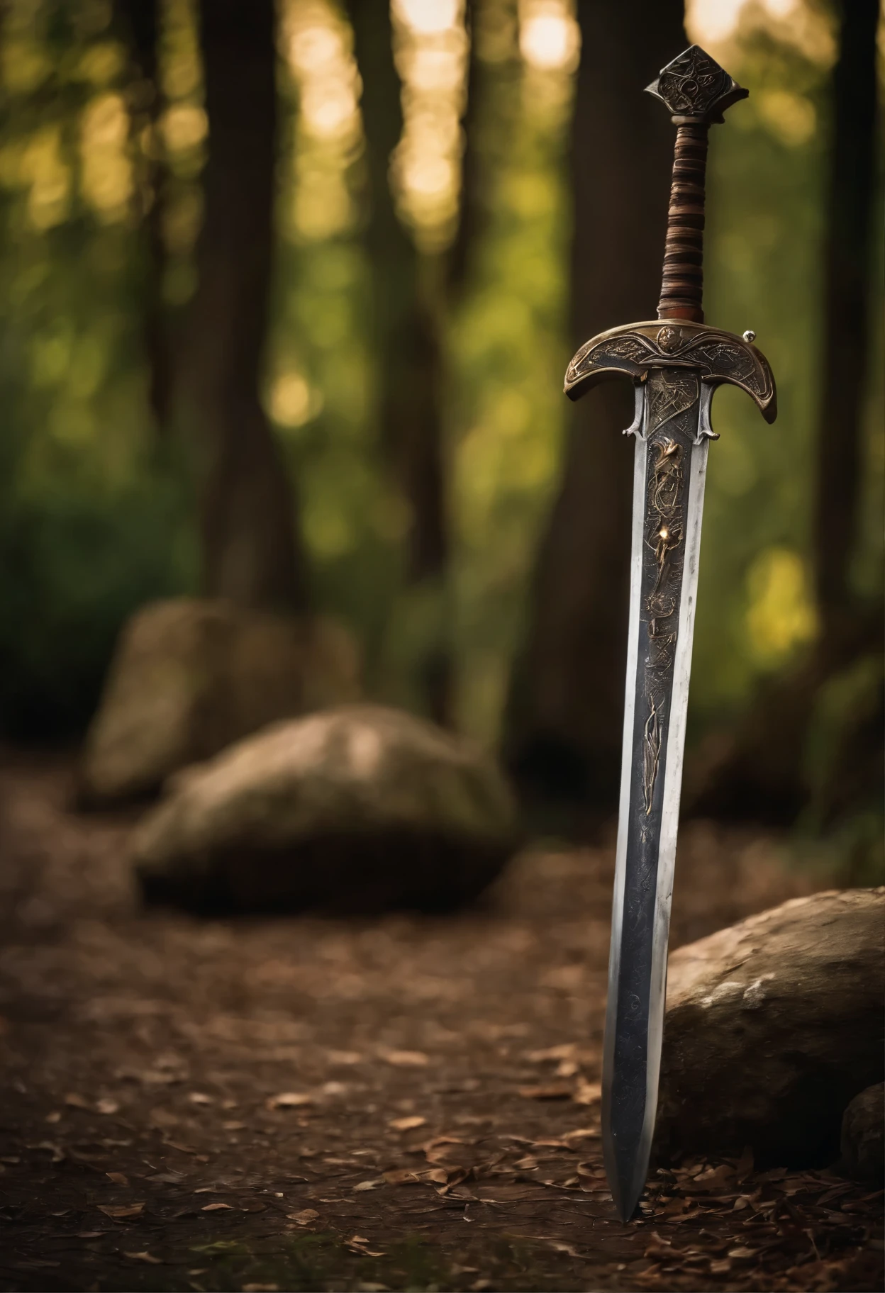 Large ancient two-handed sword with ornaments,
