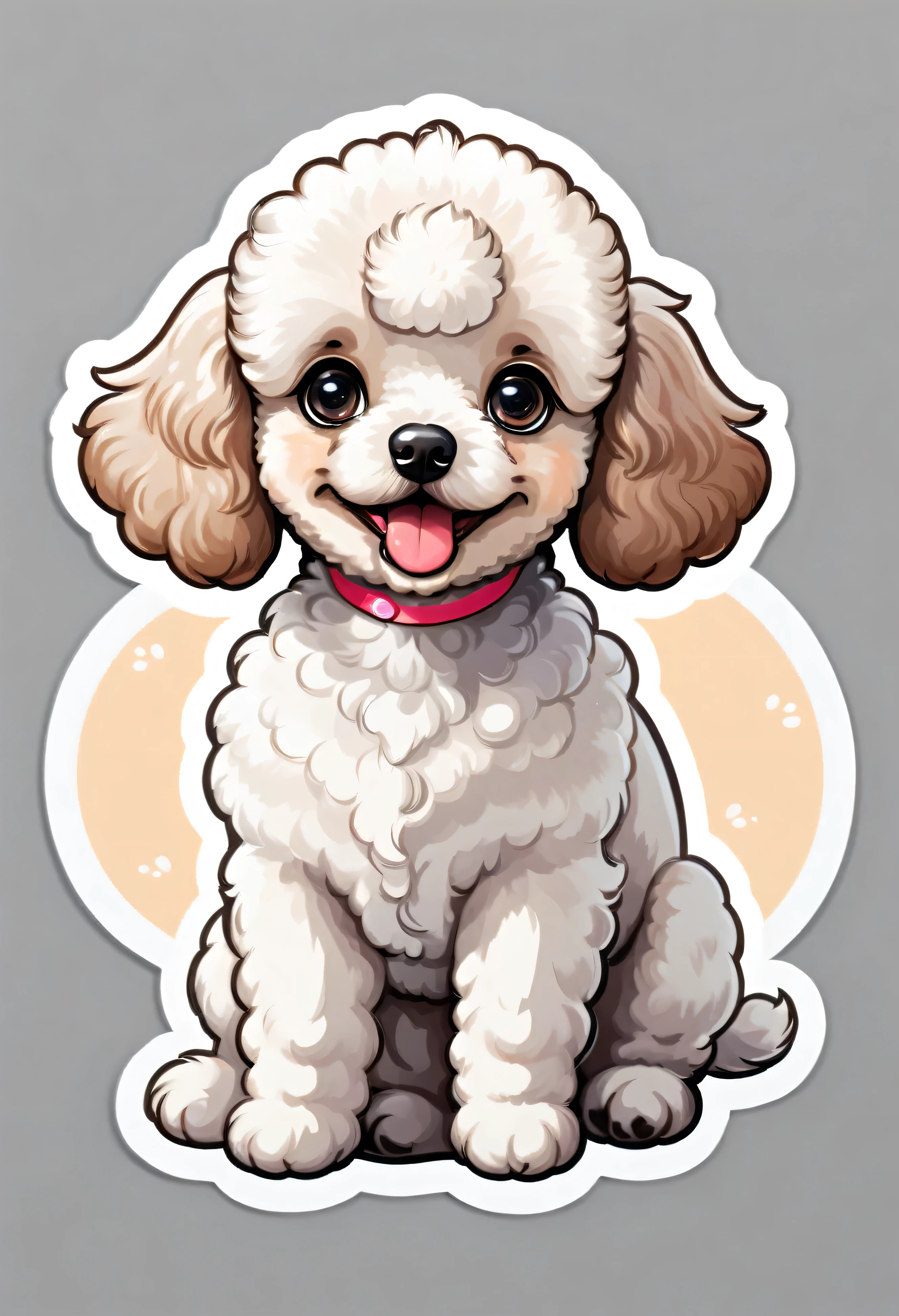 1 sticker, puppy, poodle, Round eyes, Cute eyes, Cute gestures, Cute expression, Simple Background