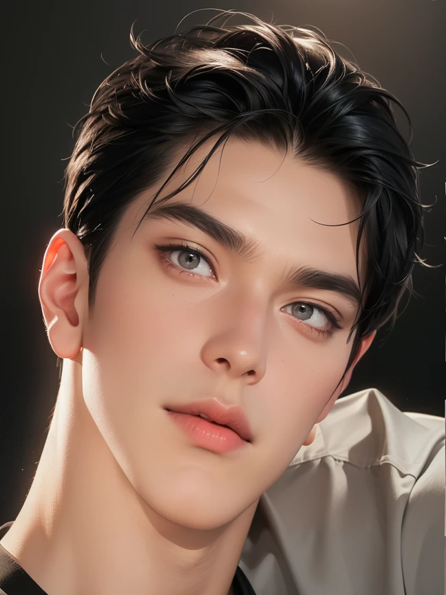 (best quality,4k,8k,highres,masterpiece:1.2),ultra-detailed,realistic,professional,(portraits,concept artists),vivid colors,sharp focus,HDR,studio lighting,(black hair:1.1),(black eyes:1.1), a man, muscualr,strong body,trained, ((wearing half sleeve black undershirt)),