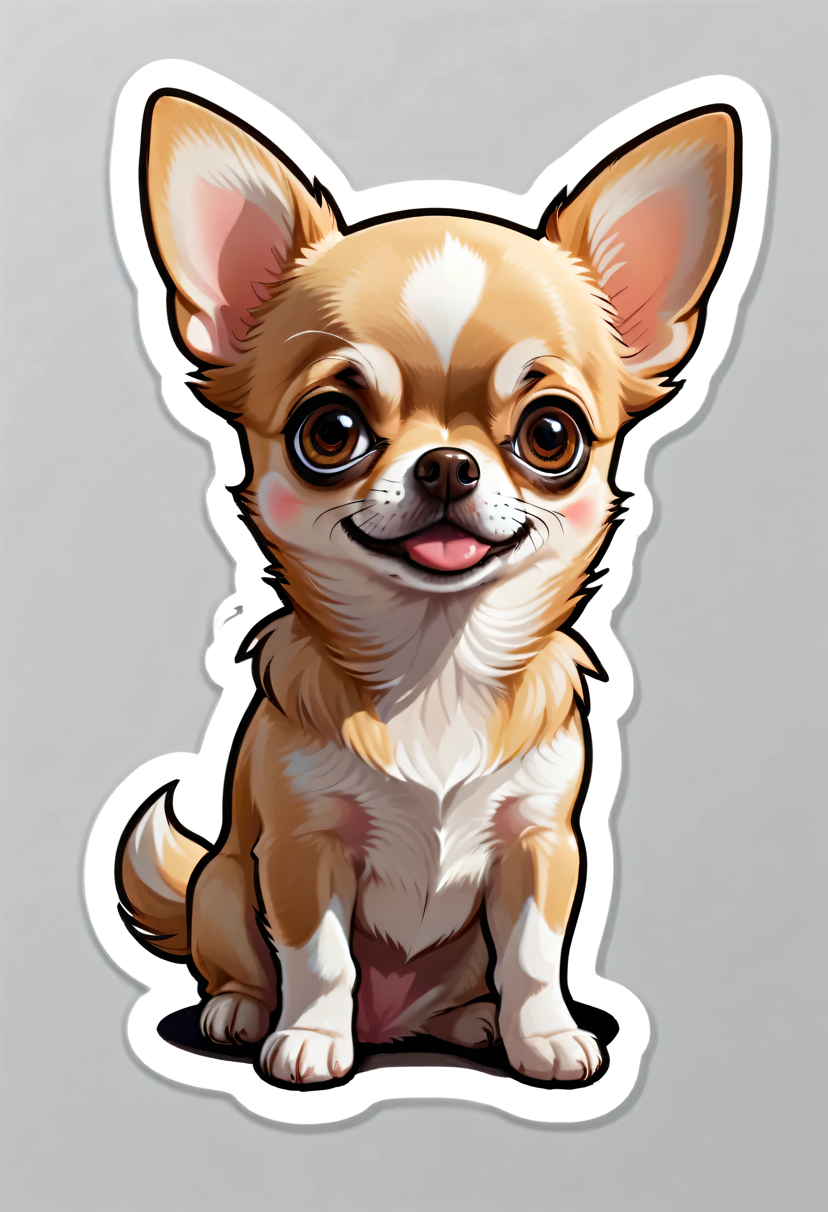 1 sticker, puppy, Chihuahua, Round eyes, Cute eyes, Cute gestures, Cute expression, Simple Background