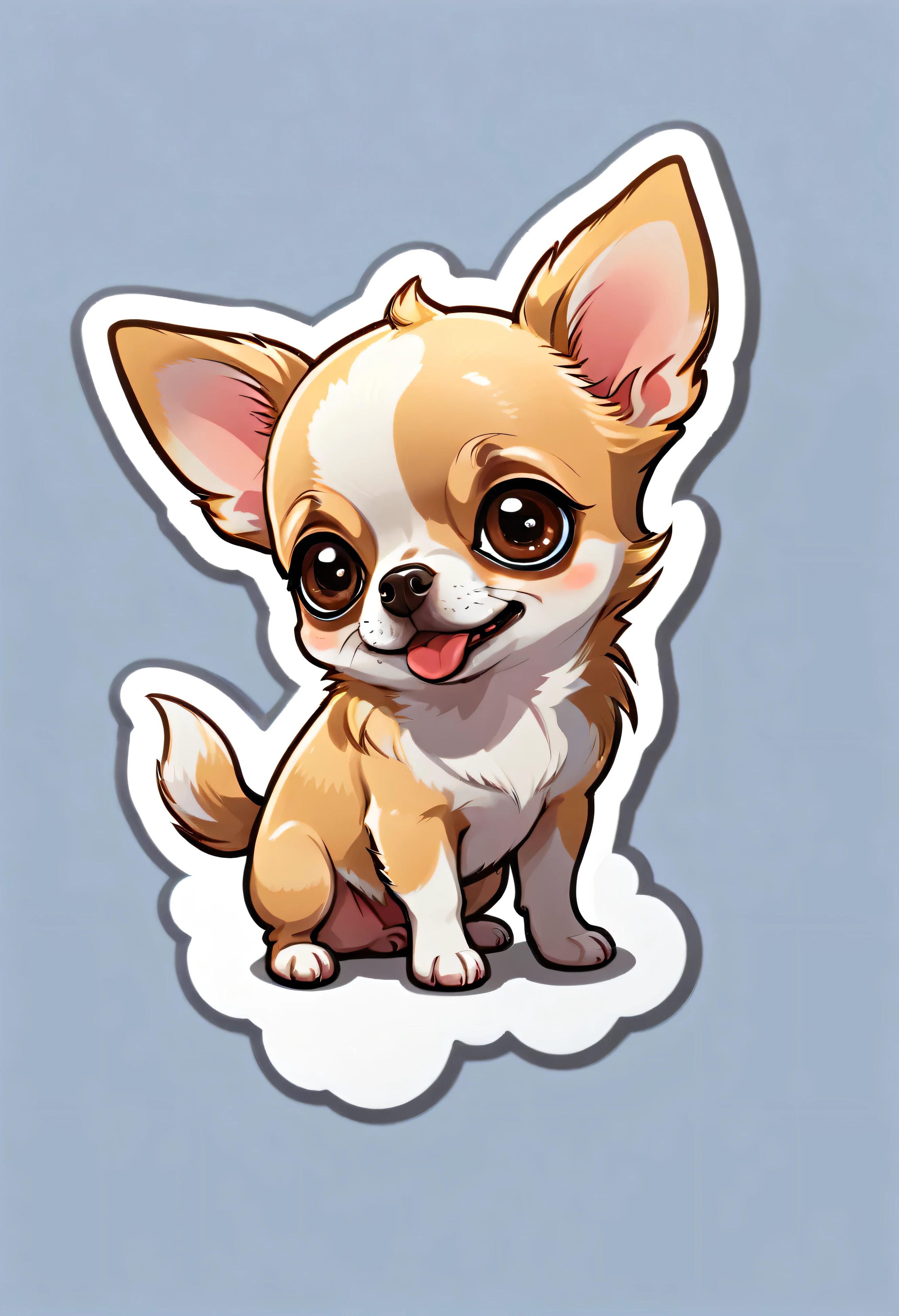 1 sticker, puppy, Chihuahua, Round eyes, Cute eyes, Cute gestures, Cute expression, Simple Background