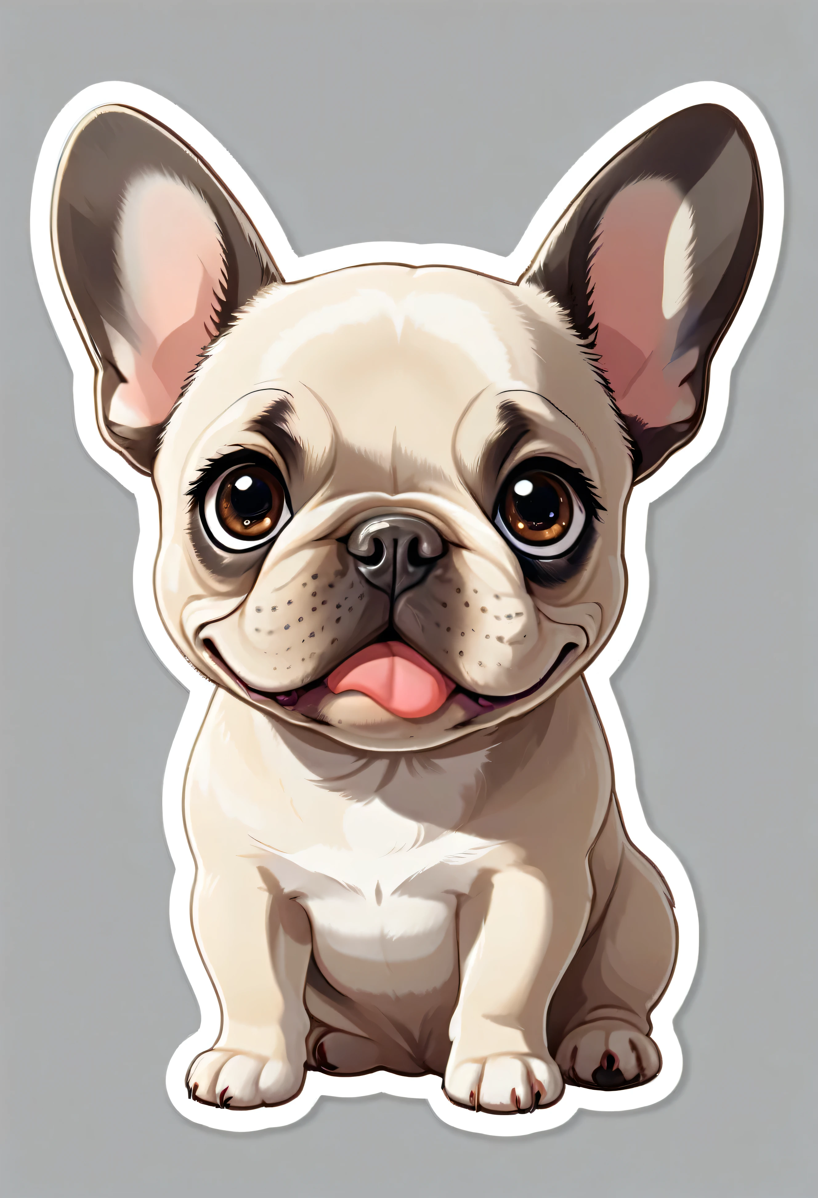 1 sticker, puppy, French Bulldog, Round eyes, Cute eyes, Cute gestures, Cute expression, Simple Background