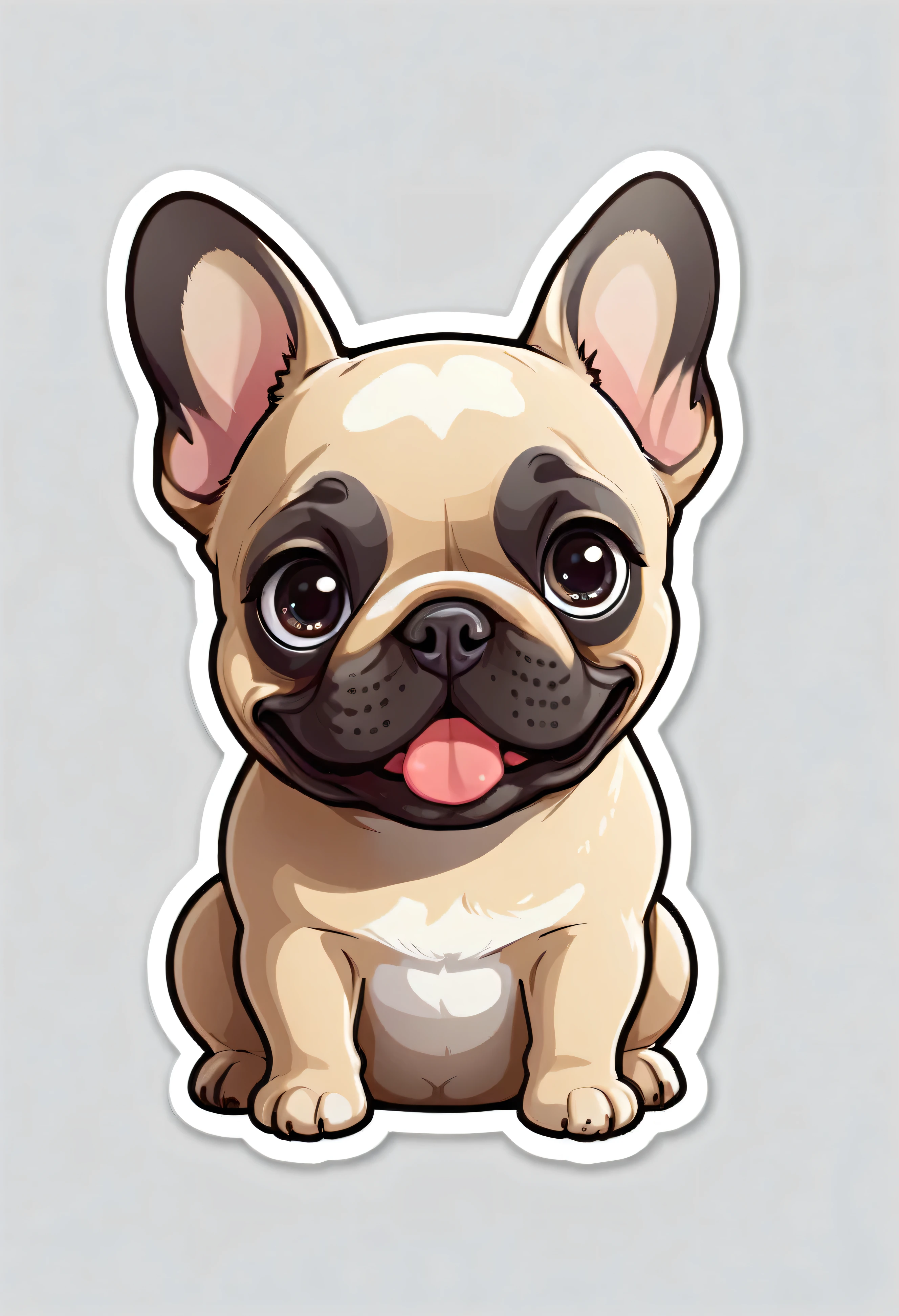 1 sticker, puppy, French Bulldog, Round eyes, Cute eyes, Cute gestures, Cute expression, Simple Background