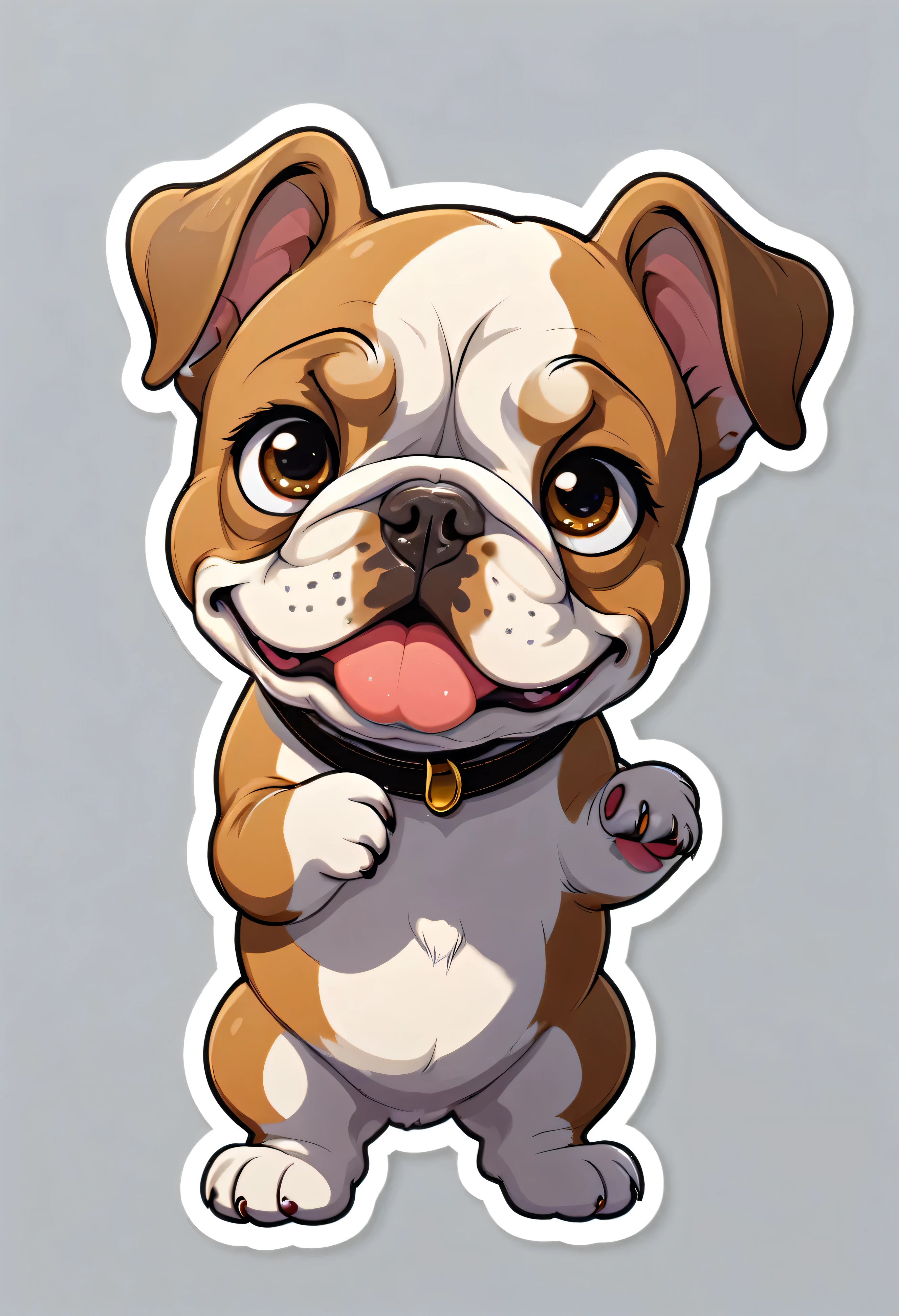 1 sticker, puppy, bulldog, Round eyes, Cute eyes, Cute gestures, Cute expression, Simple Background