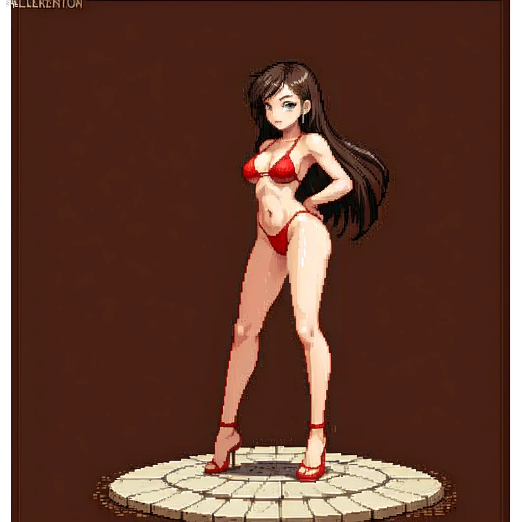 (masterpiece, top quality, best quality), pixel,pixel art,1girl,red thong,full body