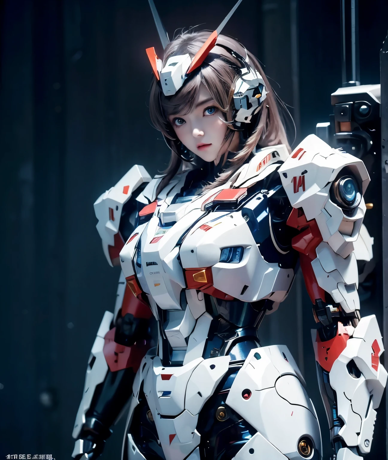 Textured skin, Super Detail, Attention to detail, high quality, 最high quality, High resolution, 1080p, hard disk, beautiful,(Gundam),beautifulサイボーグ女性,Mecha Cyborg Girl,Battle Mode,Girl with a mechanical body,She wears a futuristic Gundam mecha,Upper Body Shot