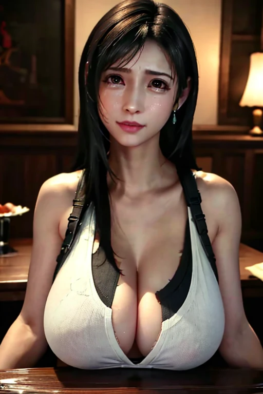 Browsing Caution,(((masterpiece))), (((highest quality))), ((Very detailed)), ((Very delicate and beautiful)), 8k, High resolution, Very delicate and beautiful, High resolution
, Tifa Lockhart, 20-year-old, sexy, Ample breasts, Huge breasts, Cleavage, breast focus
, (whole body:1.5), Erect nipples, Lie face up on a table, Crushed udder
, (Embarrassing, regrettable, Are crying:1.2, Watery eye)
, (Suppressed, bondage, Both wrists are tied)
, (Torn clothes:1.4), torture
