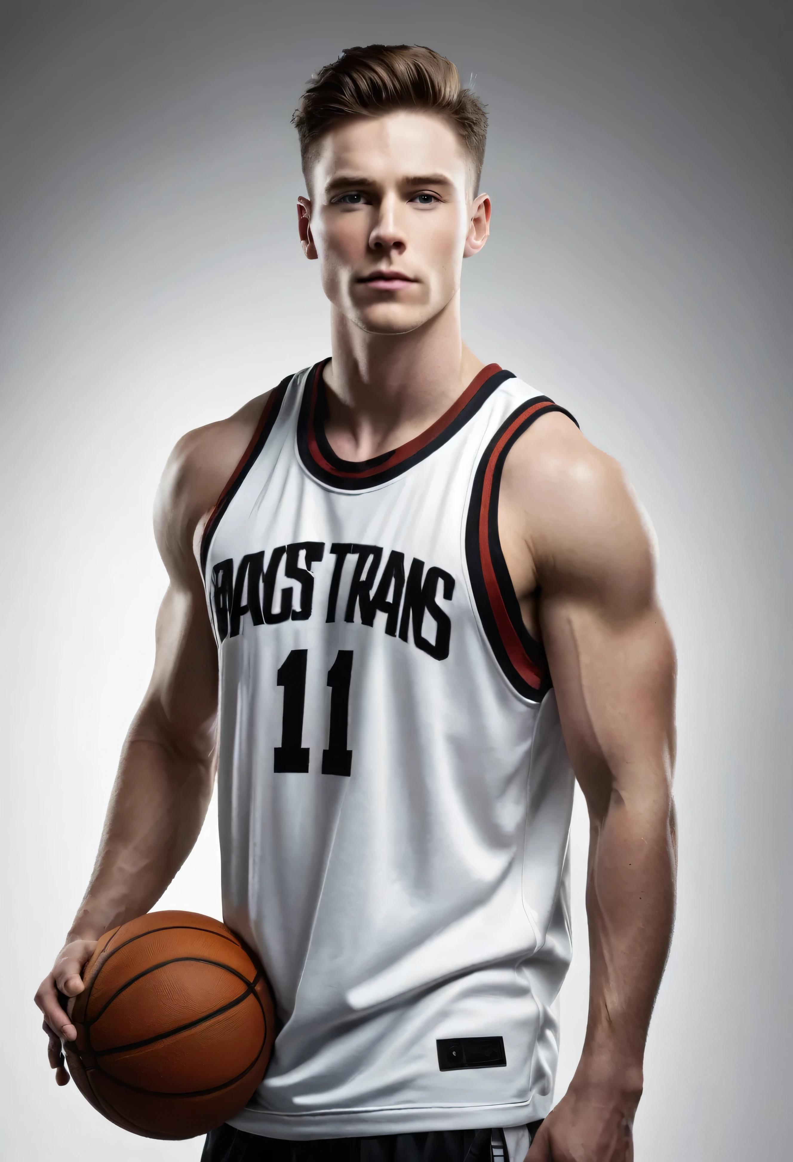 white man, muscular, badboy man, youthful, looks badbasketball player 