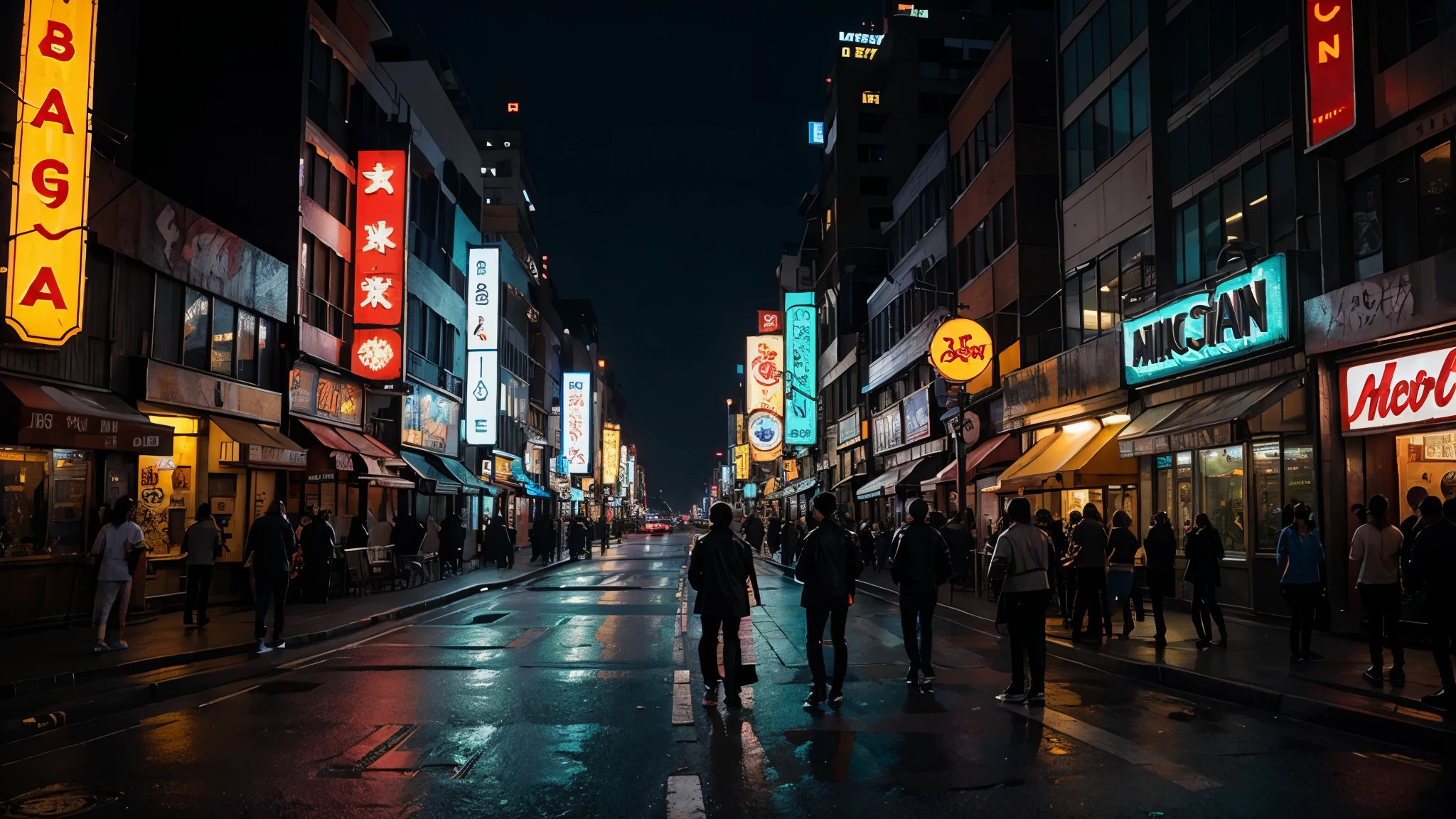 a cyberpunk city full of beautiful neon signs.
