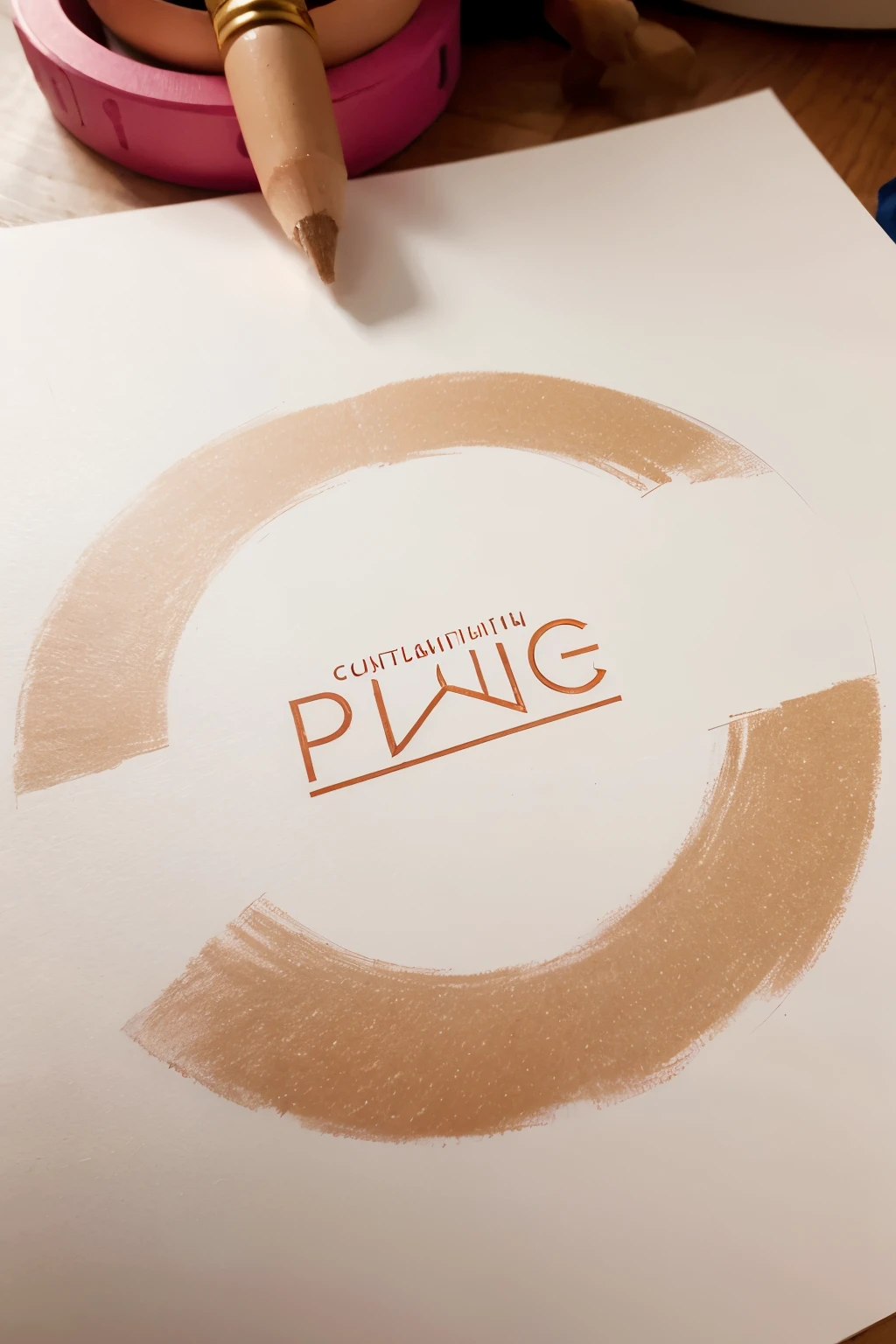 Dibuja un Logo circular en 2D con el color de fondo blanco plano y que diga las palabra mini donitas en color rosa con dorado