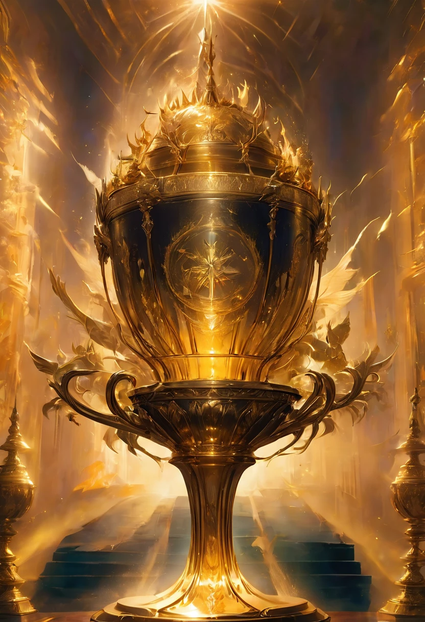 Golden Trophy, jinsixiangyun, traditional, gldnglry, breathtaking film still shot of "the mystical enchanting glowing triwizard tournament cup from Harry Potter and the Goblet of Fire" double exposure art photography, fantasy, vibrant, surrealism, hyperdetailed, hypermaximalist film still photography by Meg Chikhani, andree wallin, Ismail Inceoglu, Rlon, Jeremy Mann, Android Jones