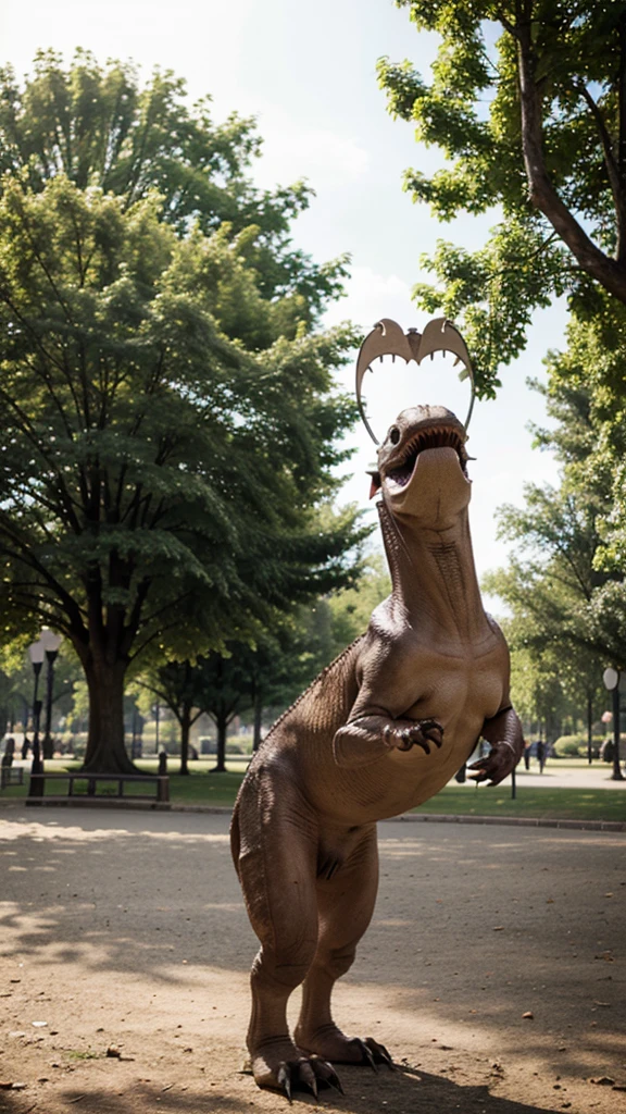 Kind and cute dino in the park