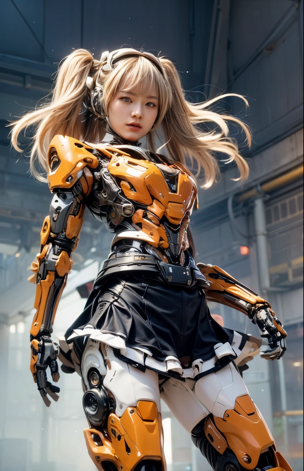 (best quality:1.2), 8k, highres, octan render, (masterpiece), extremely ultra detail, cyborgized Japanese woman, extremely ultra cute face, , skinny body, flat chest,  (blue metallic mechanical frame:1.5), (Power cables connected throughout the body), detaile up, Instead of hair, there are cables growing out of it, mechanical fusion, mechanical skeleton, bio mechanics, mechanical life-form, highly intricate detail, extremely ultra real texture, human-like skin, realistic hair, ultra realistic details, professional lighting, (realistic:1.4), (RAW photo:1.2), (photorealistic:1.37)