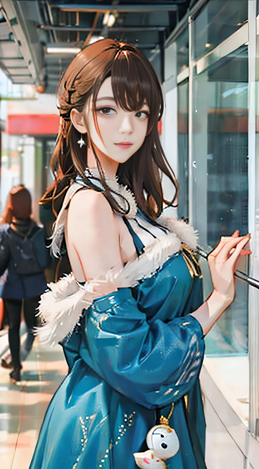 highest quality, masterpiece, One woman、 whole body, Very delicate and beautiful woman, 8K Wallpaper, Beautiful fine details, Beautiful sparkle, Cinematic lighting、27 years old、Idol、sexy、Colorful costumes、Red Line、Tall beauty、cute