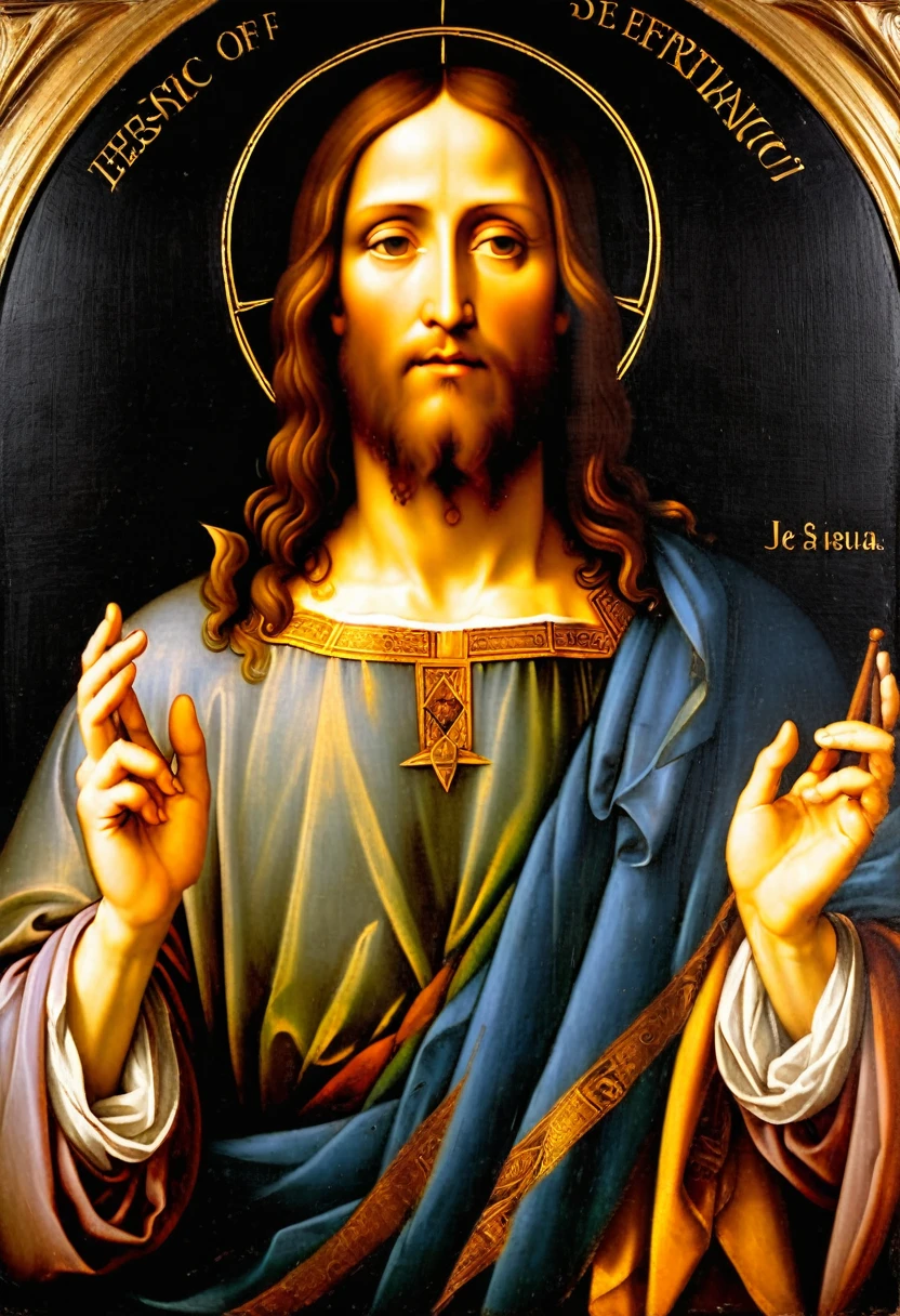 Pintura de Jesus no efeito de pintura do Leonardo Da Vinci,