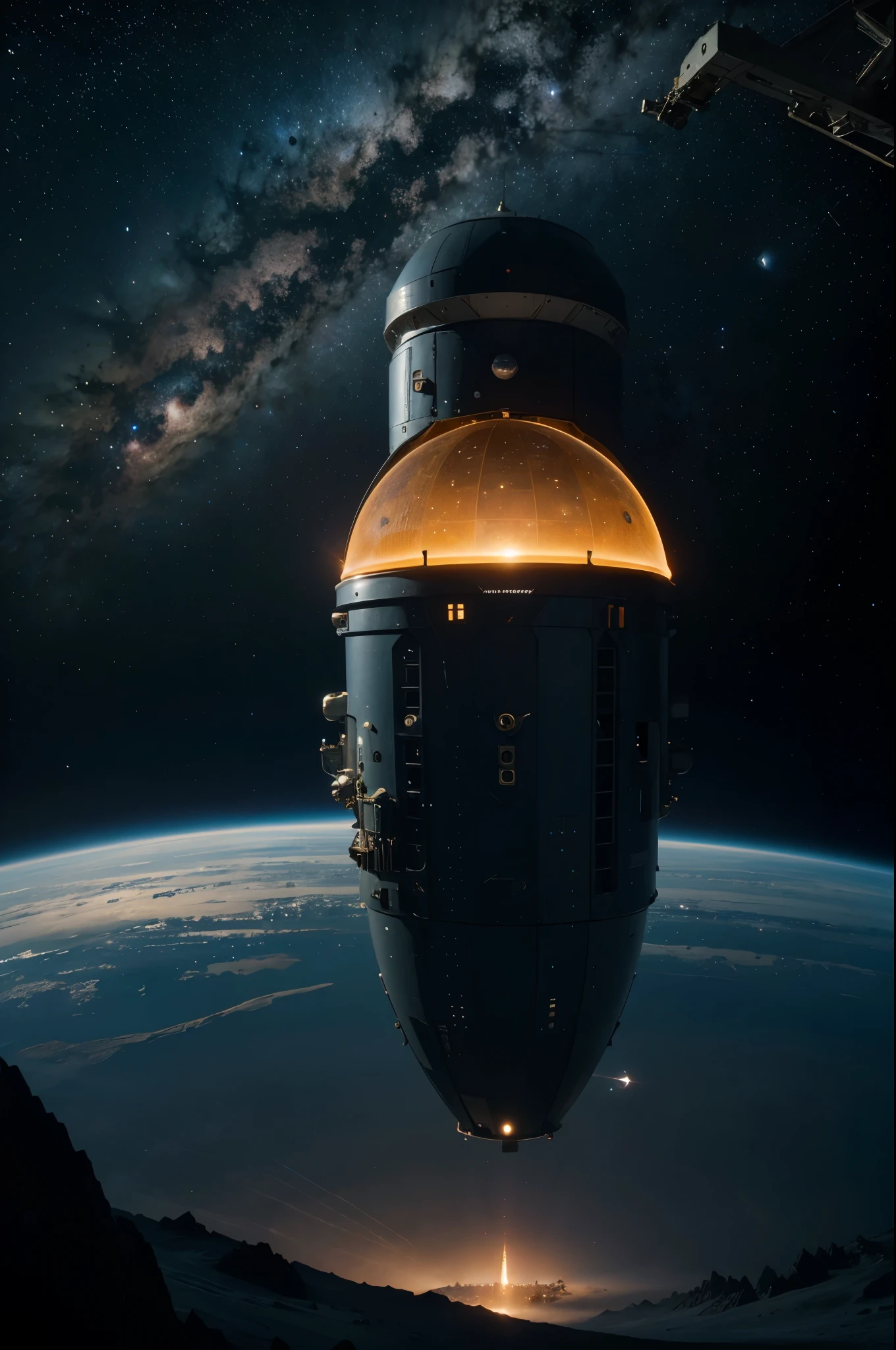 Space Exploration Scene": An awe-inspiring view of outer space with planets, stars, and a sleek spaceship traveling through the cosmos, evoking a sense of wonder and adventure.